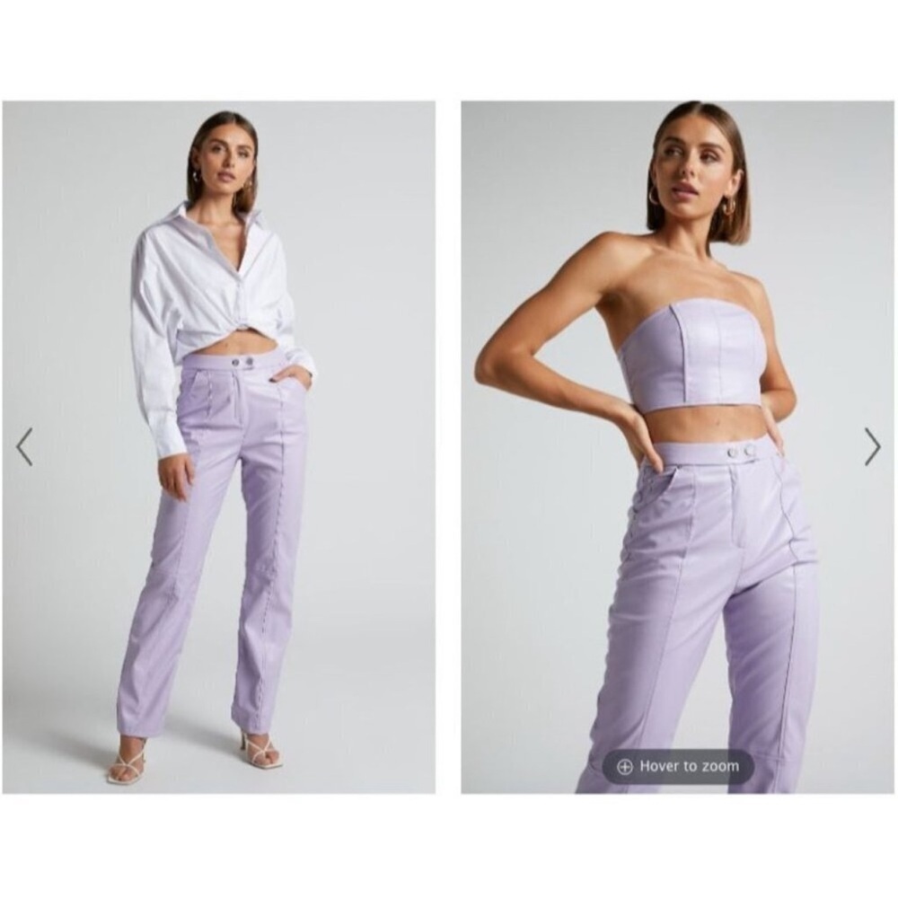 4th & Reckless Tropez Faux Leather Lilac Trouser Pants size XS - Picture 3 of 12